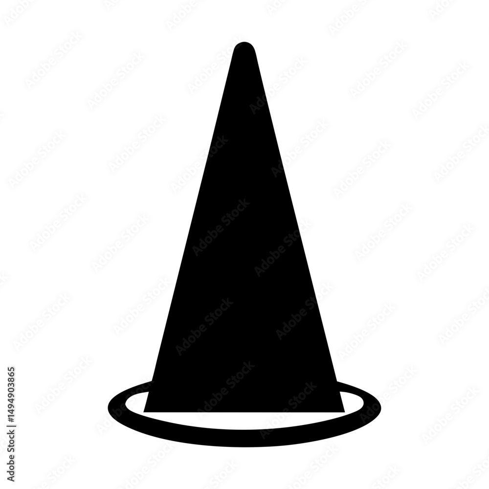 Fototapeta premium A black cone emerging from a circular base on a white background