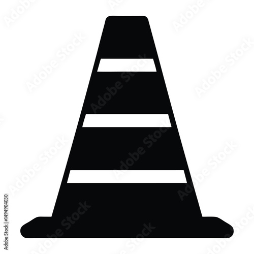 Graphic rendering of a three striped black traffic cone symbol