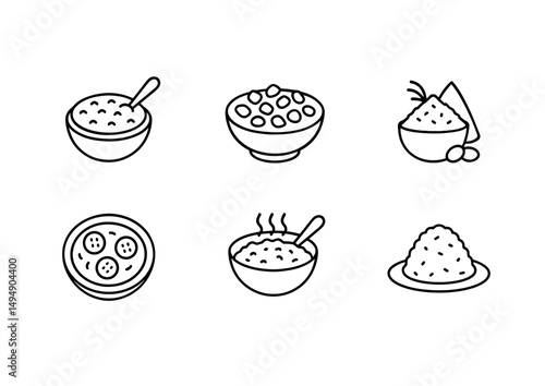 Food and cuisine line icons set – outline, linear, culinary symbols for menus