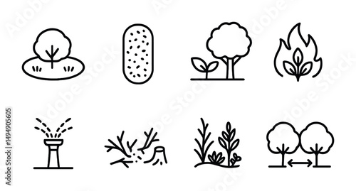 Environmental conservation icons for nature and ecology projects