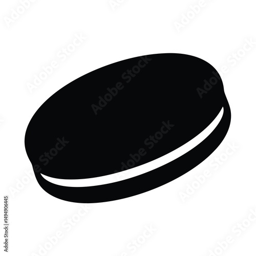 Silhouette image of an Oreolike sandwich cookie on a white background