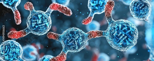 Conceptual Blend of Amoebas with Data Streams Representing the Intersection of Biology and Digital Information in a Visual Metaphor