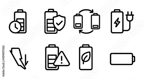 Battery symbols collection for technology and energy conservation designs