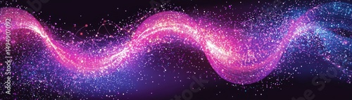 Glowing Cybernetic DNA Strand Intertwined with Quantum Energy Waves in Vibrant Colors