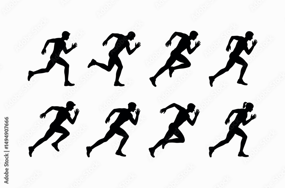 jogging person silhouettes jogging person silhouettes