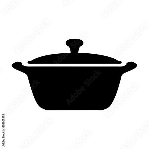 Black silhouette of a cooking pot with a lid for food preparation