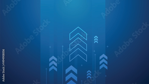Business arrow up growth investment on dark blue background. Vector illustration