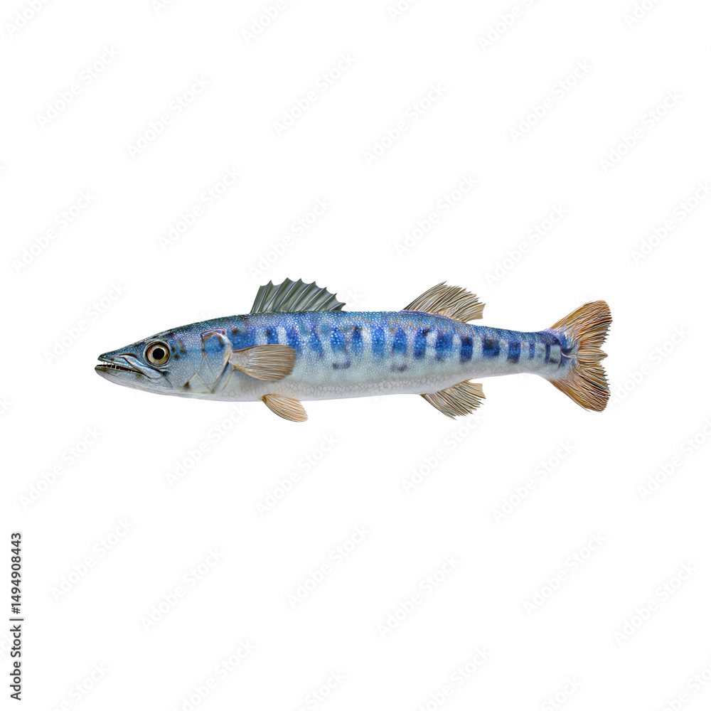 Fototapeta premium Striped Barracuda Fish Detailed Studio Shot of Marine Life