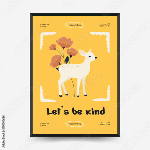 Abstract Childrens Room posters template. Modern trendy Kids minimal style. Hand drawn design for wallpaper, wall decor, print, postcard, cover, template, banner.