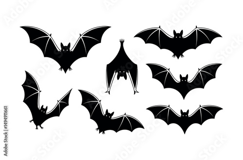 bat spooky flying vector pack