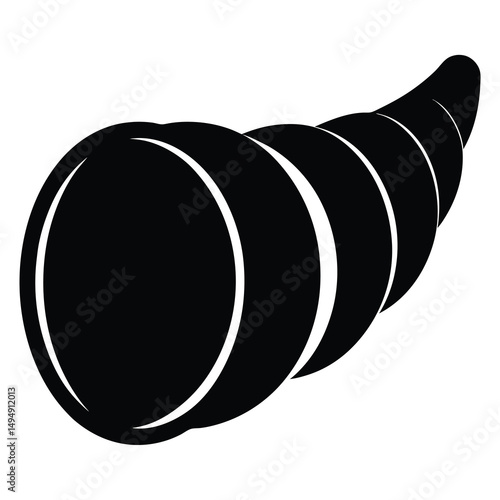 Monochrome Silhouette Depiction of a Cornucopia, also Known as a Horn of Plenty
