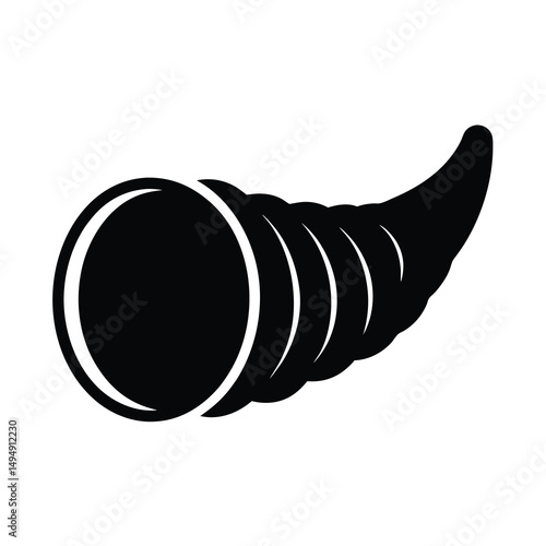 Elegant Monochrome Cornucopia Illustration Symbolic of Abundance and Thanksgiving Celebration