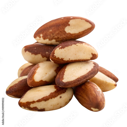 Pile of brazil nuts isolated on transparent background