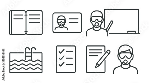 Education and learning line icons set – outline, classroom, academic symbols