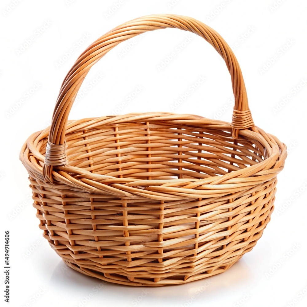 Obraz premium empty wicker basket isolated on white