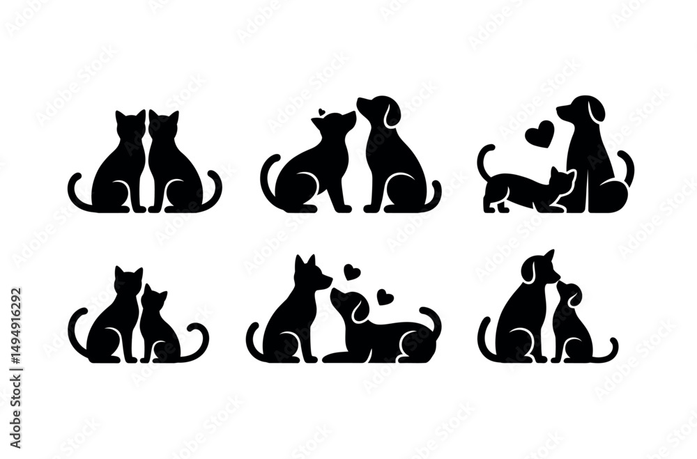 cat and dog silhouette pet animal figures cat and dog silhouette pet animal figures