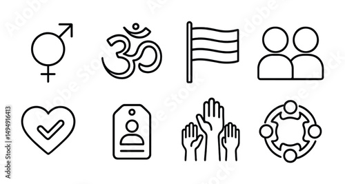 Diversity and inclusion icons set for social and cultural concepts