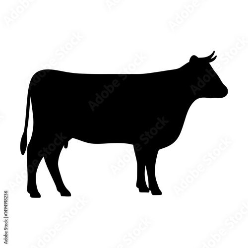 Silhouette of a Cow Standing Against a White Background, Ready for Pasture