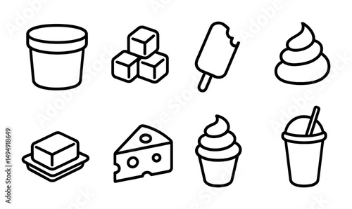 Dessert and sweets outline icons set – linear, line, confectionery and pastry symbols