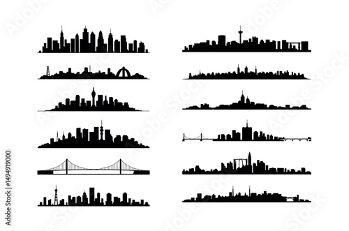 city skyline silhouette skyscraper silhouette art
