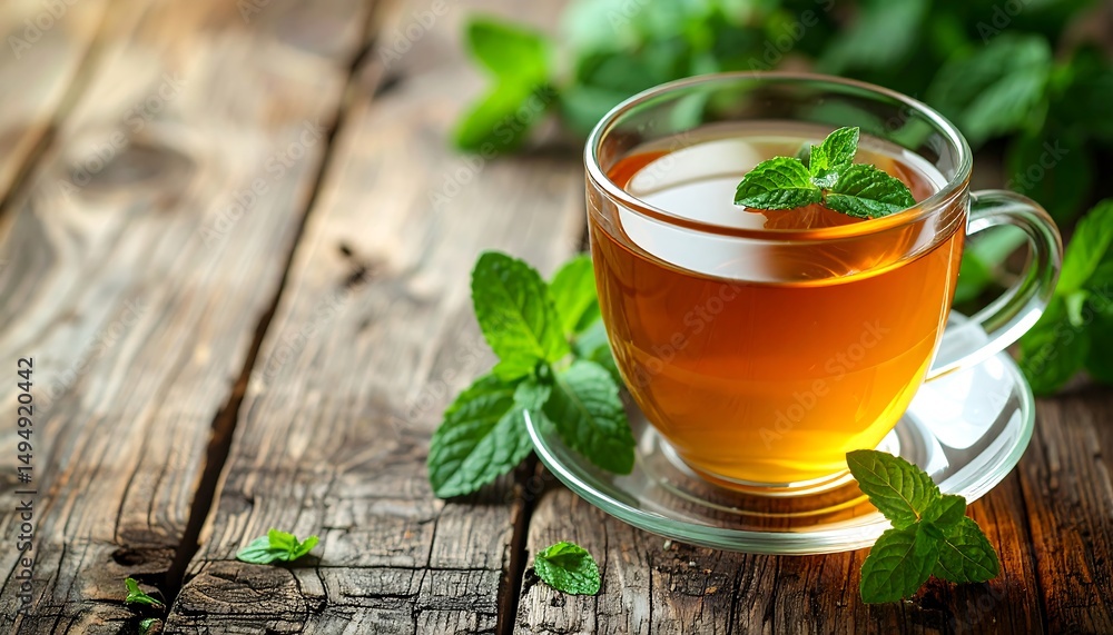 Refreshing Mint Tea on Rustic Wood. Refreshing Mint Tea on Rustic Wood.