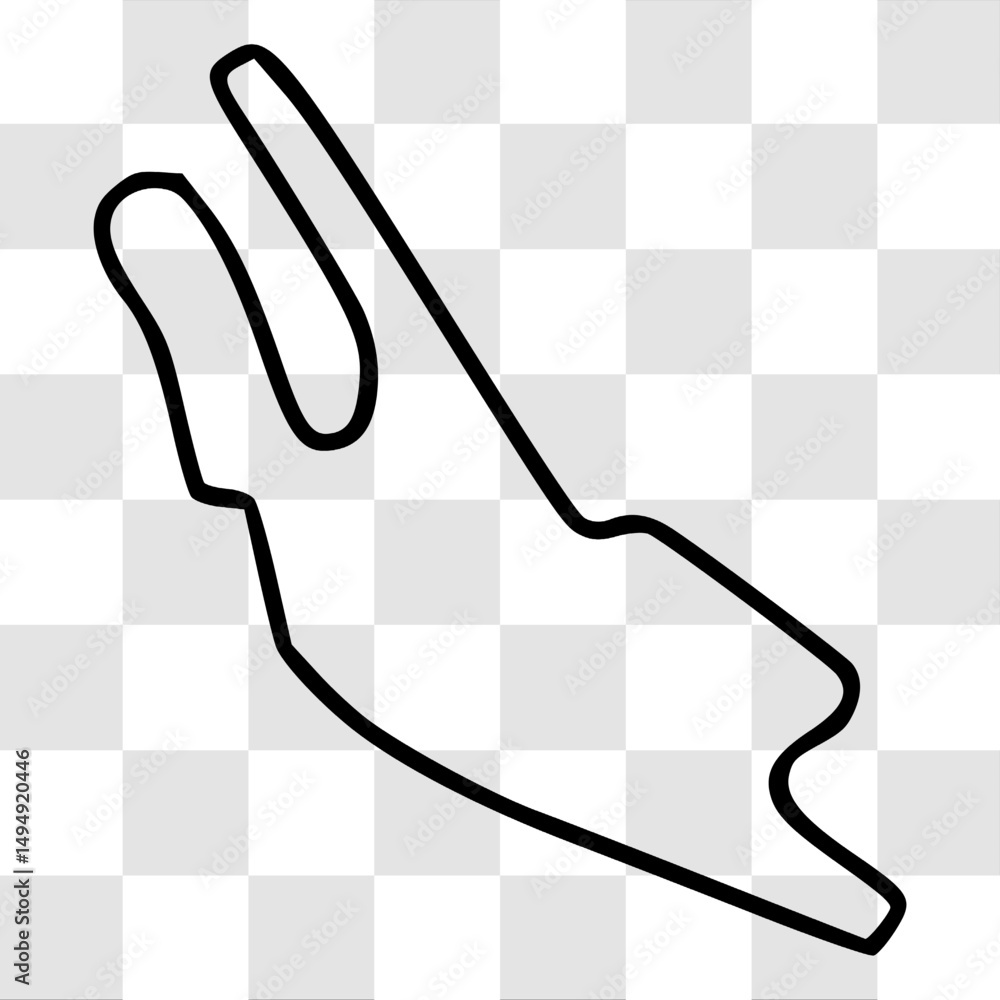 Naklejka premium Le Mans International Circuit. Motorsport race track vector map with racing flag background