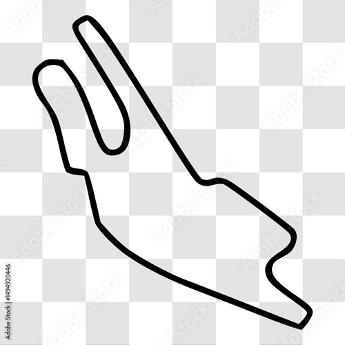 Le Mans International Circuit. Motorsport race track vector map with racing flag background
