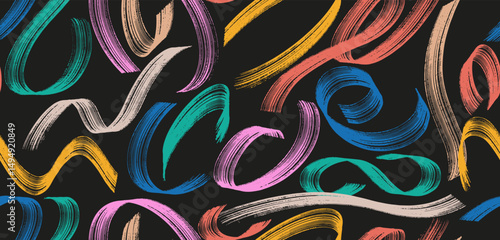 Seamless pattern brush strokes with detailed texture. Colored abstract paint brush stroke, drawing a frame background. Grunge old vintage brush stroke scratches. Paint brush stroke seamless pattern.