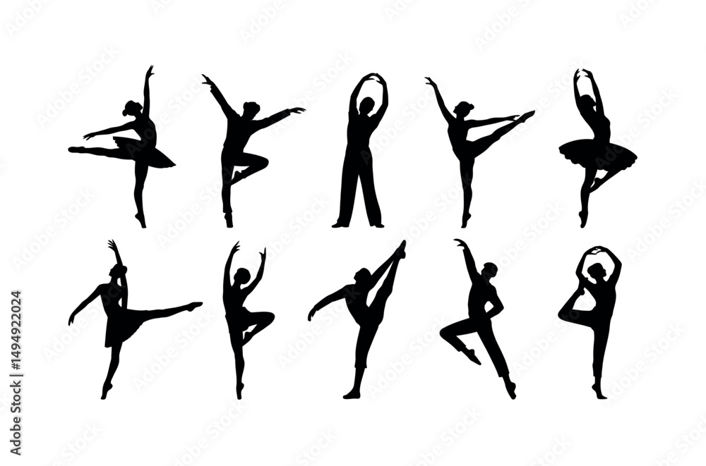 dancer silhouettes ballet dance ballerina pose artistic graceful stage performance elegant show motion dancer silhouettes ballet dance ballerina pose artistic graceful stage performance elegant show motion