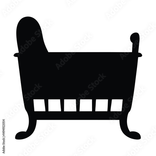 Silhouette of an antique crib, or bassinet for a newborn child