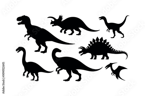 dinosaur silhouettes prehistoric extinct reptile fossil jurassic ancient carnivore herbivore giant creature