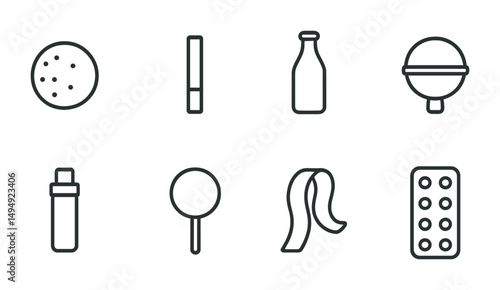 Bakery and sweets line icons set – outline, pastry, dessert visuals