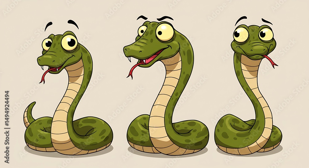 Obraz premium Cartoon snake expressions