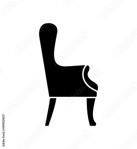 Elegant wingback chair silhouette furniture icon
