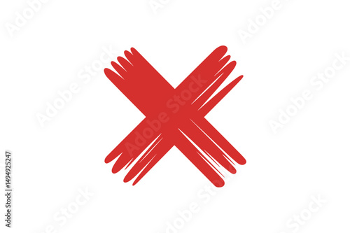 Red cross mark symbol illustration brush stroke