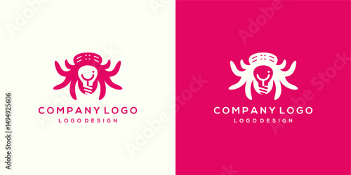 Creative Octopus Light Bulb Logo for Innovative Company