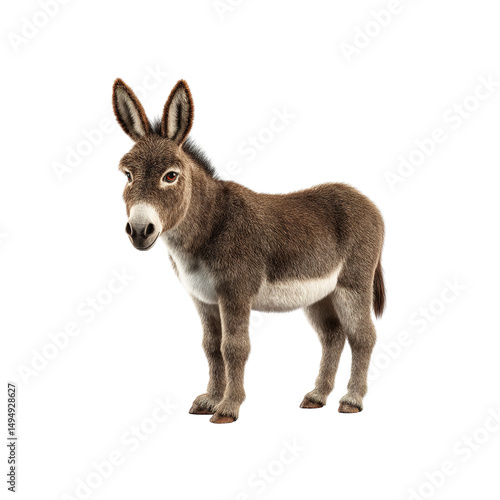 Adorable Brown Donkey Isolated on transparent background