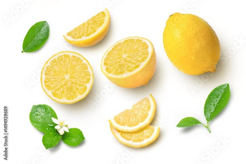 set of lemon fruits isolated