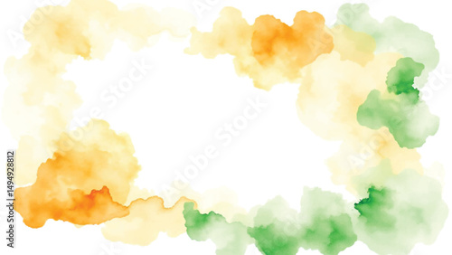 Tricolour orange and green indian watercolour abstract background 15 august independence day 26 january republic day center blank empty space 