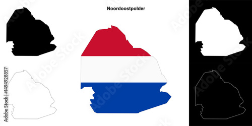 Noordoostpolder blank outline map set