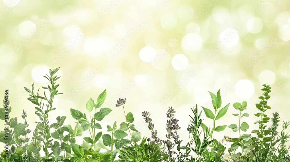 custom made wallpaper toronto digitalAssorted herbs and plants against a bokeh background in a soft focus natural light setting