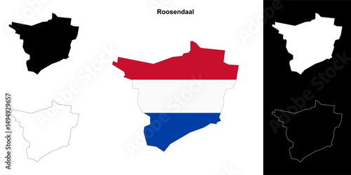 Roosendaal blank outline map set