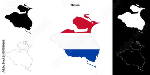 Tholen blank outline map set