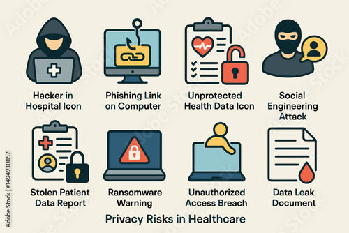 Cybersecurity and privacy outline icons set – online, protection, digital security symbols