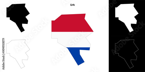 Urk blank outline map set
