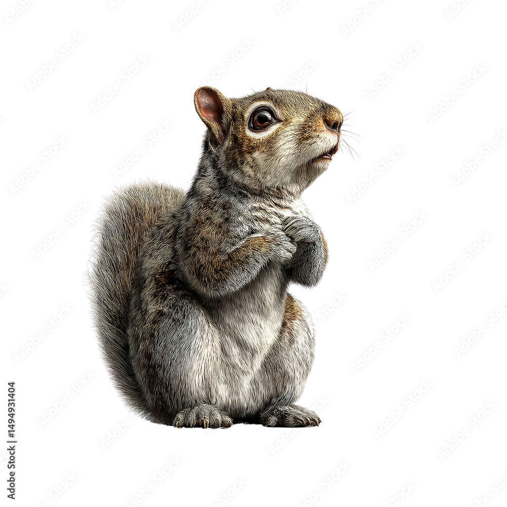 Obraz premium Curious Eastern Gray Squirrel Posing on transparent background