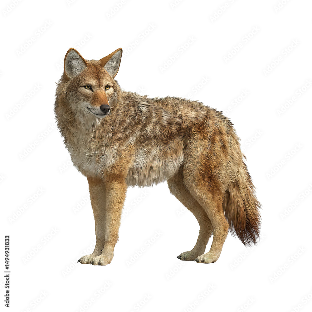 Fototapeta premium Majestic Coyote Standing Against transparent background
