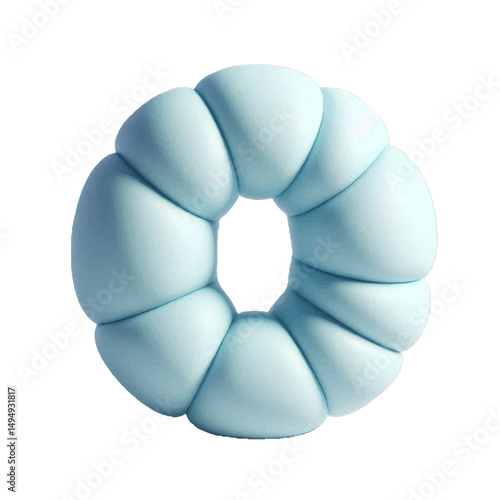Puffy Alphabet Design – EPS 3D Puffy Bubble Letter O in Soft Pastel Inflated Style