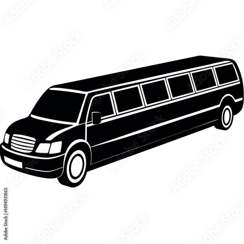 Black and white classic retro luxury limousine vector illustration