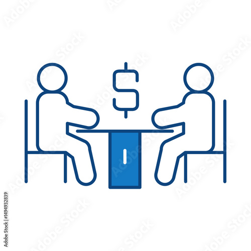 Meeting Blue Line Icon. Funding, Economy, Investment, Payment, Banking, Money, Investor Icons. Editable Stroke Vector Illustration